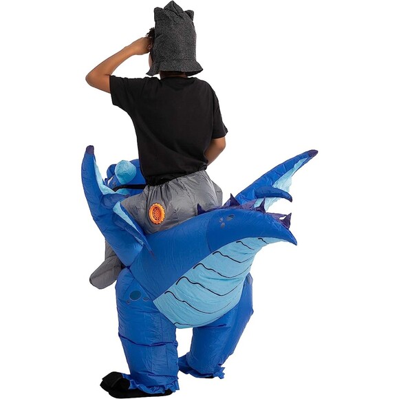 Inflatable Costume Ride Ice Dragon Inflatable Costume Blue Unisex Child 7-10 yr - Picture 4 of 5